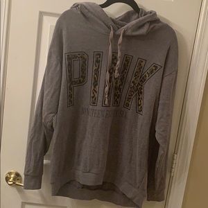 Pink leopard print hoodie